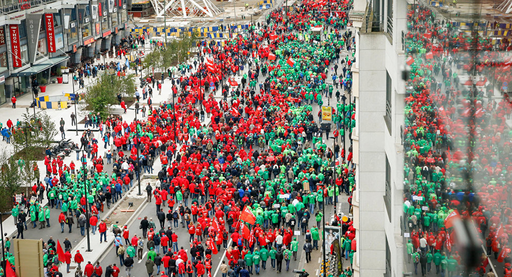 Manifestación contra la austeridad en Bruselas.