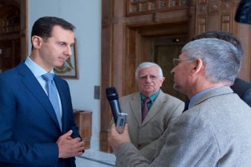 Assad en la entrevista con los medios europeos.
