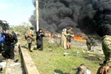 Escenario del atentado contra evacuados de Al Fuaa y Kefraya