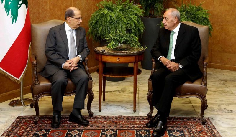 El presidente del Líbano, Michel Aoun, y el presidente del Parlamento, Nabih Berri