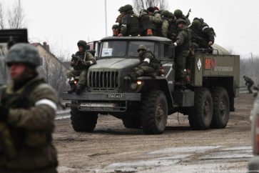 Camión militar ruso en el Donbás