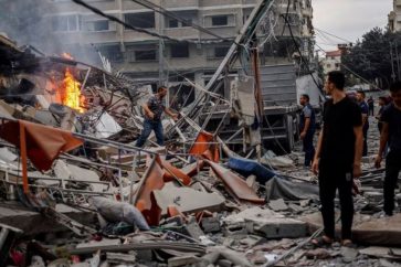 Edificio destruido en Gaza por un ataque israelí