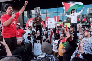 Manifestación pro-palestina ante la sede de la CNN en Atlanta