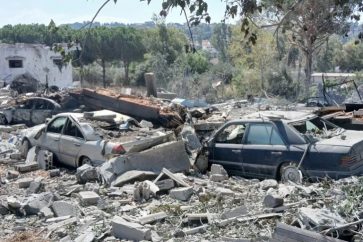 Destrucción tras un ataque aéreo israelí en la ciudad sureña de Nabatieh (25 de septiembre de 2024)