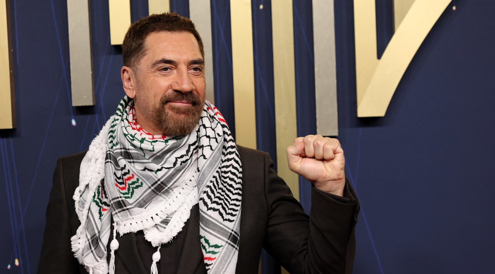 Javier Bardem con la keffiyeh palestina